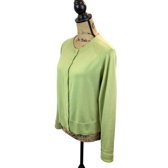 Banana Republic Womens XL Merino Wool Blend Cardigan Sweater Green - Picture 4 of 12
